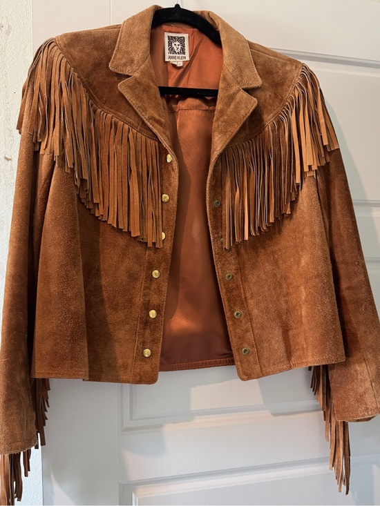 Anne Klein Jackets & Blazers - Vintage Union Made Anne Klein Camel Western Suede Fringe Jacket Size 6